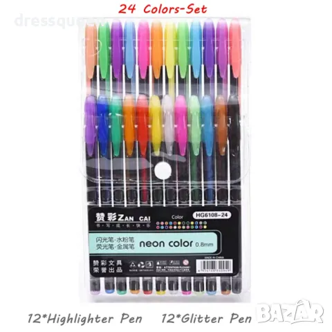 6107-24 Комплект гелови маркери, химикалки Хайлайтър