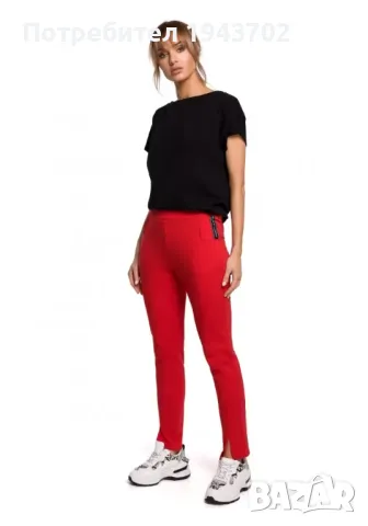 Спортно-елегантен дамски панталон в червен цвят M493 MOE