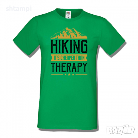 Мъжка тениска Hiking It's Cheaper Than Therapy,Къмпинг,Планина,Изненада,Подарък,Поход,Връх,Хижа,, снимка 1 - Тениски - 36351931