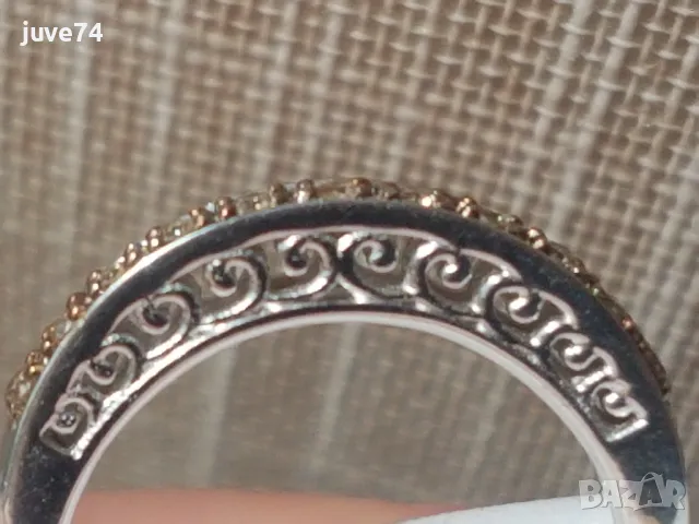 СРЕБЪРЕН ПРЪСТЕН С ДИАМАНТИ ЦВЯТ ШАПАНСКО (АФРИКА), снимка 2 - Пръстени - 49916559