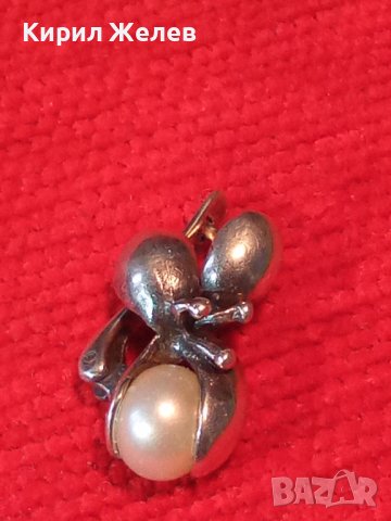 ПЕРЛЕНА АНГЛИЙСКА СРЕБЪРНА ВИНТИДЖ ОБЕЦА СРЕБРО 925 с ЕСТЕСТВЕНА БЯЛА ПЕРЛА ЮВЕЛИРНА ИЗРАБОТКА 38140