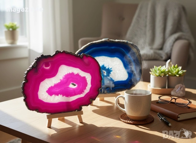 Ефектни големи ахати,декорация, луксозни подложки за чаши,Родопи,Родопис,Фън шуй,