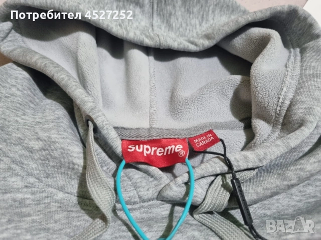 Supreme Cross Box Logo Hoodie Heather Grey – ТОП КЛАС , снимка 2 - Суичъри - 53294742