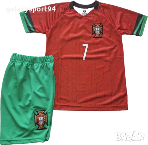 Детски Екип CR7 RONALDO 2025 Ново Червено-зелен екип Португал новия, снимка 3 - Футбол - 49674833
