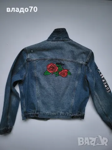 Super Dry дамско дънково яке с каракул размер С Ново, снимка 3 - Якета - 48212633