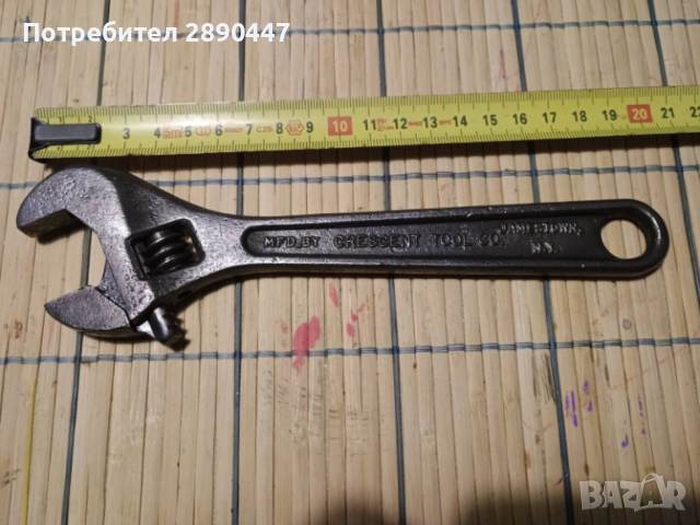 Античен американски раздвижен ключ, снимка 7 - Ключове - 53270722