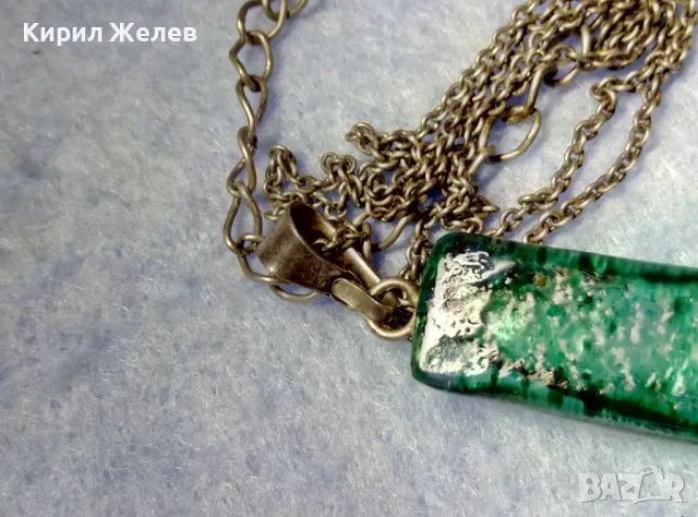 АРТ МЕДАЛЬОН ВЕНЕЦИАНСКО СТЪКЛО МУРАНО с СРЕБРО 925 и СРЕБЪРНА ВЕРИЖКА с ПОСРЕБРЕНА ЗАКОПЧАЛКА 49784, снимка 7 - Колиета, медальони, синджири - 50416501