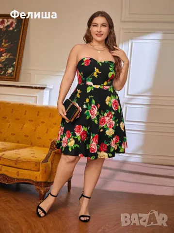 Макси Прекрасна Цветна Рокля с Рози Силно Изразени Цветове , снимка 5 - Рокли - 50125254