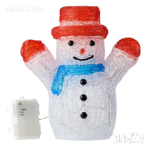 Коледна светеща фигура Снежен човек, 28см, Коледна лампа, снимка 2 - Други - 42742561