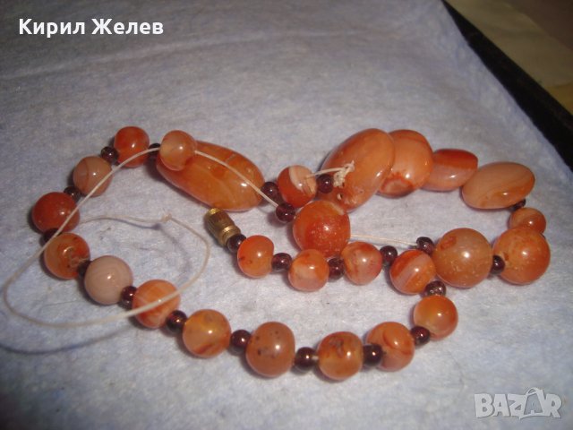 СТАР РЕТРО АРТ ГЕРДАН от НАТУРАЛН ШЛИФОВАН ХЕЛЦЕДОН КОЛИЕ ОГЪРЛИЦА 18927, снимка 4 - Колиета, медальони, синджири - 35996817