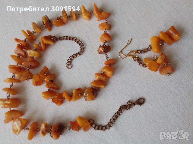 Кехлибарена огърлица и обици, снимка 5 - Антикварни и старинни предмети - 41375928