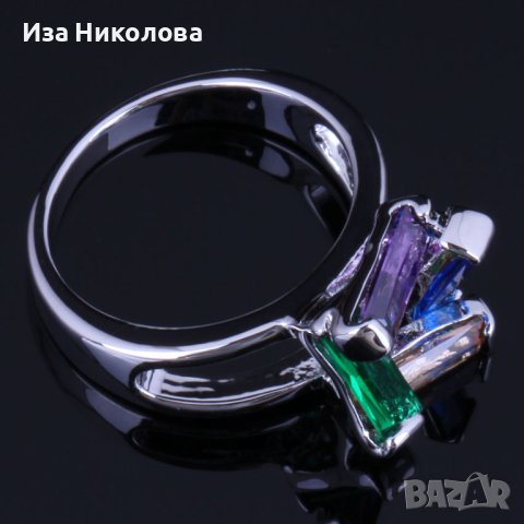 Изящен сребърен комплект с многоцветни цирконии, снимка 4 - Бижутерийни комплекти - 41303975