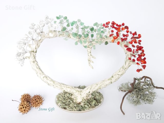 Дръвче Трибагреник Сърце, Подарък за учител, Бизнес подарък, Подарък Жена, Подарък Жена, Рожден Ден, снимка 4 - Декорация за дома - 32993192