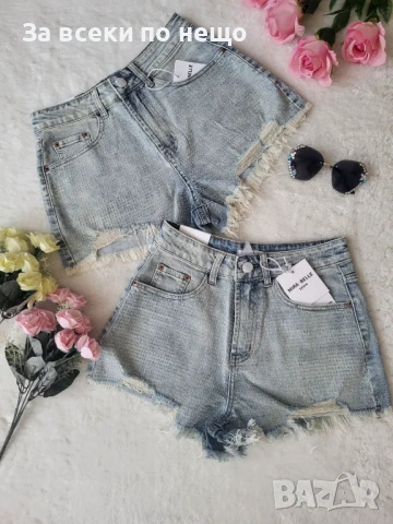 Дамски Къси Дънкови Панталонки С Прозрачни Камъчета🔝Дамски Къси Дънки Код BS-38