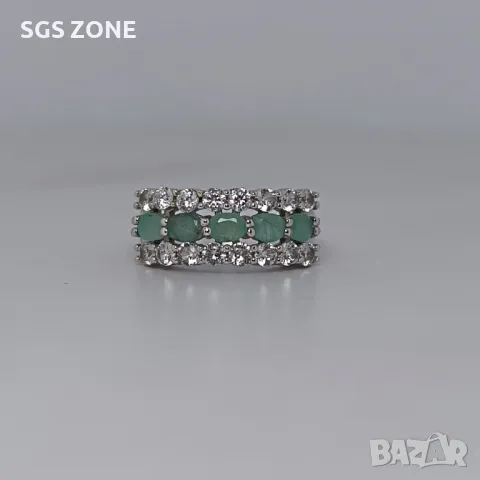 Пръстен със Сапфир, Рубин, Изумруд с Прозрачен Топаз, снимка 7 - Пръстени - 50254367