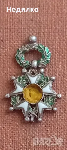 Френски сребърен орден,1870г,миниатюра, снимка 3 - Антикварни и старинни предмети - 47858583