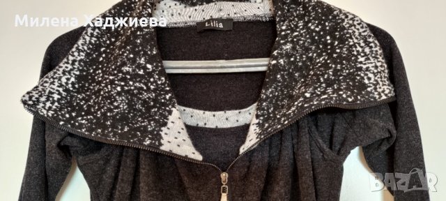 Дамска рокля с интересна яка, С/М, снимка 2 - Рокли - 35854229