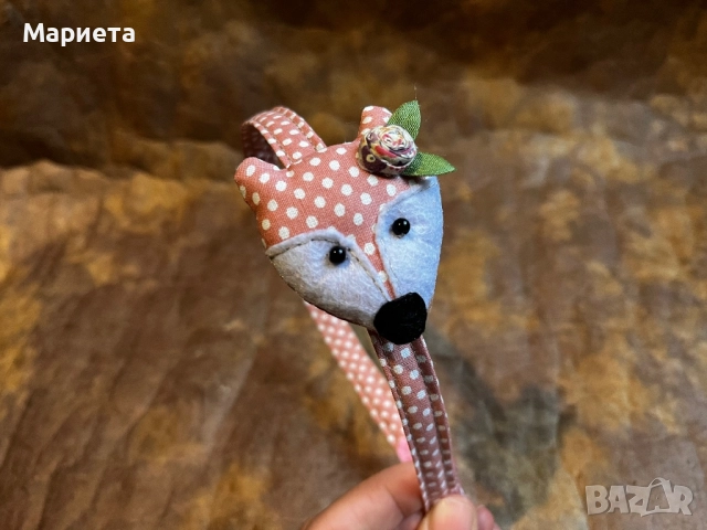 Диадема с лисица в оранжево и розово диадеми Аксесоари за коса Ръчна Изработка, снимка 4 - Аксесоари за коса - 47275101