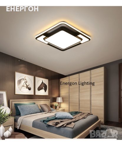 Луксозна LED лампа висок клас плафон димируема три цвята Квадрат, снимка 3 - Лампи за таван - 41706562