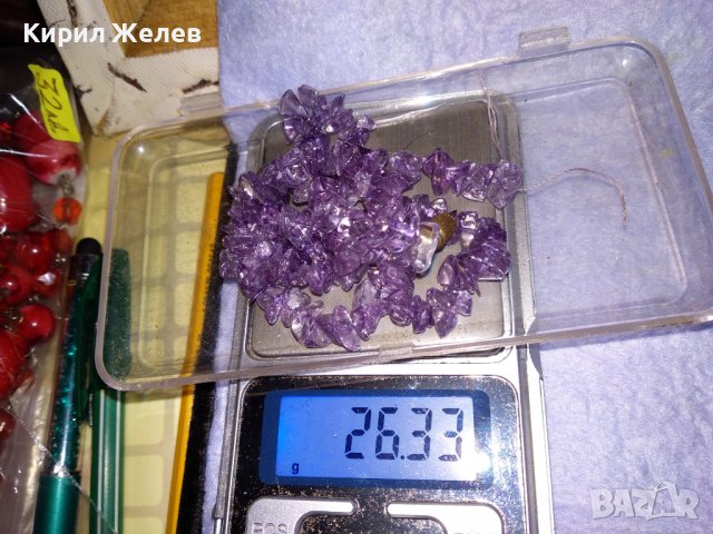 СТАРО ГЕРДАНЧЕ от НАТУРАЛНИ КАМЪЧЕТА АМЕТИСТ 34626, снимка 3 - Антикварни и старинни предмети - 39144135