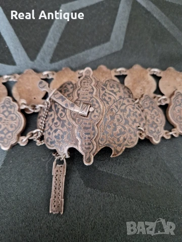 Страхотен антикварен руски кавказки сребърен колан с ниело , снимка 3 - Антикварни и старинни предмети - 50447020