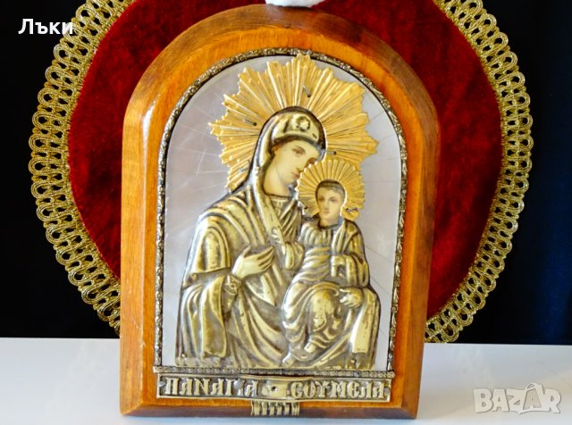 Старинна икона Св.Богородица Сумела,седеф,позлата. , снимка 11 - Икони - 34806996