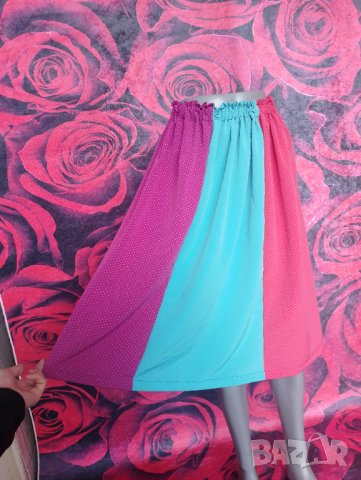 Многоцветна пола тип балон до коляното на точки ХЛ , снимка 1