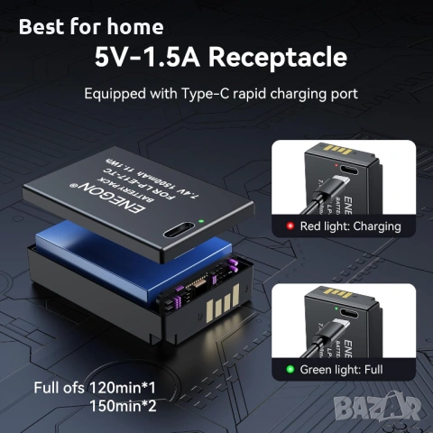 Батерия ENEGON LP-E17 с порт за зареждане тип C, снимка 5 - Друга електроника - 53258883