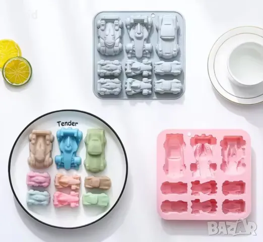 9 Коли кола автомобил Рали силиконов молд форма фондан шоколад гипс декор