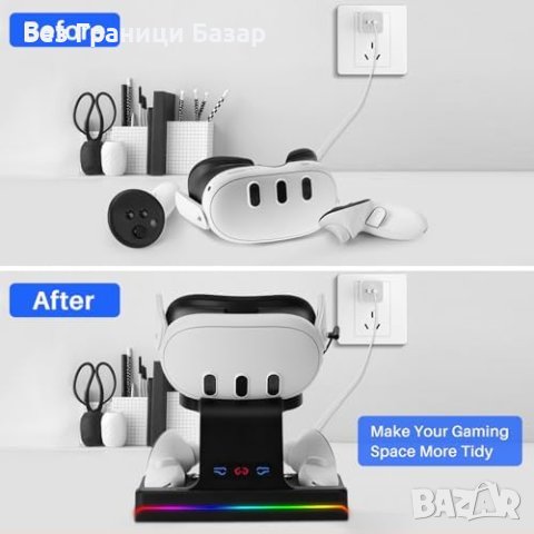 Нова Бързо Зареждаща станция за Meta Quest 3 - Магнитни Конектори и LED Индикатор, снимка 5 - Друга електроника - 44259645