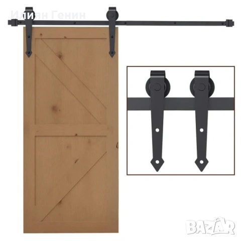 Комплект релси за плъзгащи се врати HOMCOM, метални, 2 м, снимка 2 - Други - 53627074