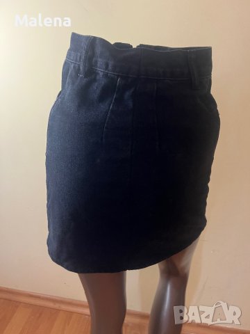Черна дънкова пола с цип !, снимка 6 - Поли - 42058496