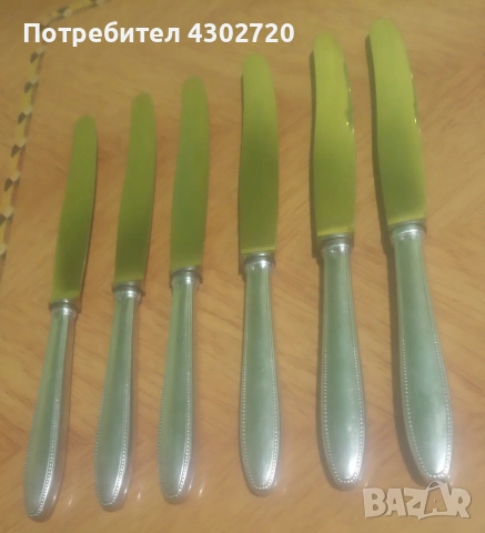 Луксозни ножове 6 броя, с масивно посребрени дръжки 90 и стоманени остриета с позлата, снимка 6 - Прибори за хранене, готвене и сервиране - 53057792
