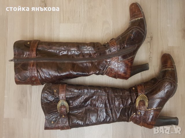 Продавам кафяви ботуши естествен лак., снимка 6 - Дамски ботуши - 35664859