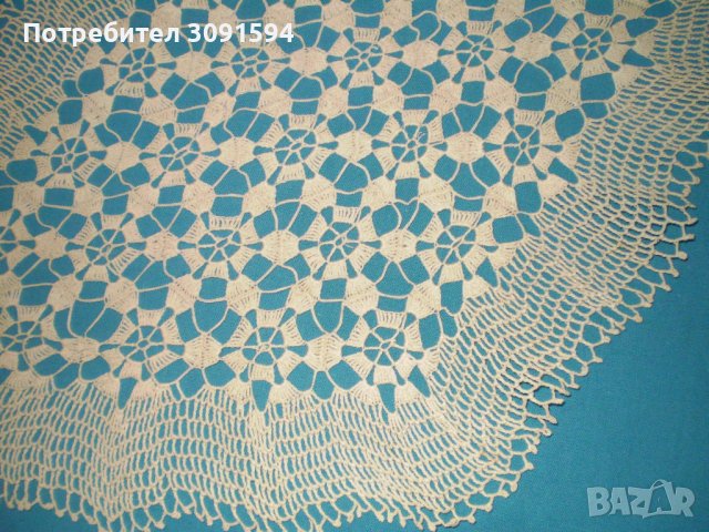 Винтидж  плетена на една кута покривчица цвят екрю, снимка 2 - Антикварни и старинни предмети - 41940675