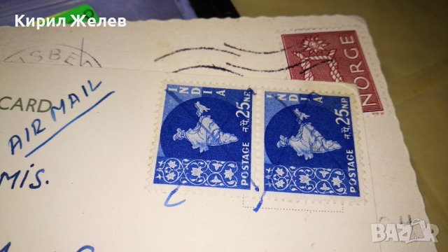 2 СТАРИ РЕДКИ ПОЩЕНСКИ КАРТИЧКИ НОРВЕГИЯ ИНДИЯ Ню ДЕЛХИ с ПОЩЕНСКИ МАРКИ 32308, снимка 7 - Филателия - 38685472