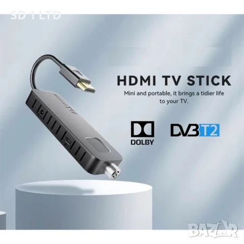 Цифров ТВ тунер Ajli 16040-16 DC DVB-T2 декодер HEVC H.265 TV Stick Full HD Time Shift USB Дистанцио