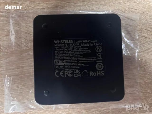 WHSTELENI USB C зарядно 203W (100W+65W+20W+18W) 4-портова зарядна станция, снимка 9 - Друга електроника - 49312967