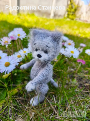 МАЛКО ПУХКАВО ПЛЕТЕНО КОТЕ - АЛПАКА, КОПРИНА, снимка 5 - Плюшени играчки - 53872625