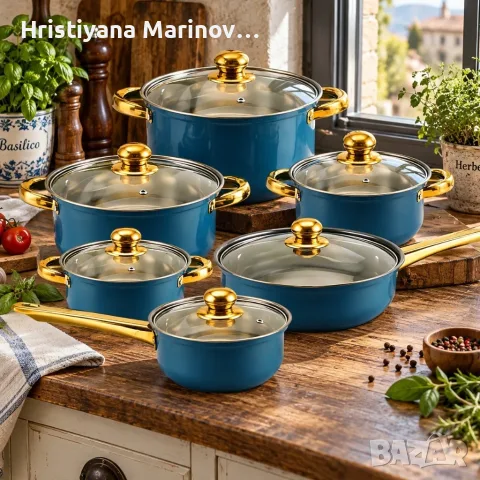 Комплект тенджери и тиган 12 части от неръждаема стомана, снимка 4 - Съдове за готвене - 56142185