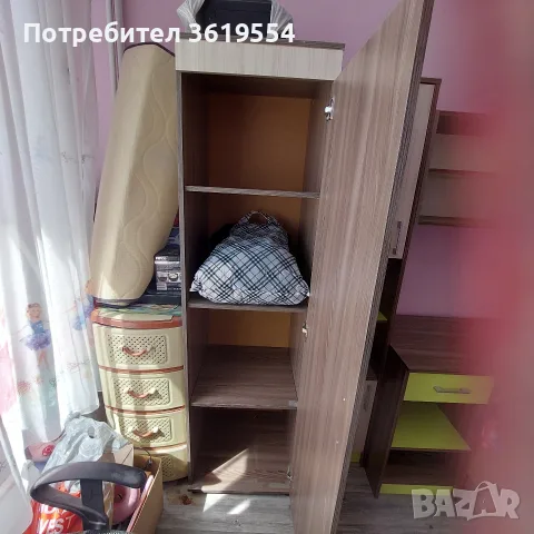 Единично легло с нощно шкафче и комбинация на бюро за училище и гардороб, снимка 5 - Мебели за детската стая - 55977429