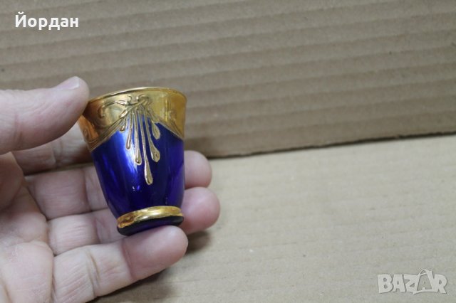 Стъклена чаша с позлата Бохемия , снимка 3 - Сервизи - 35713829