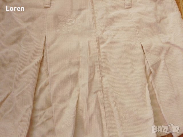 Бяла джинсова сладка поличка с бели бродирани цветчета, снимка 3 - Поли - 41448308