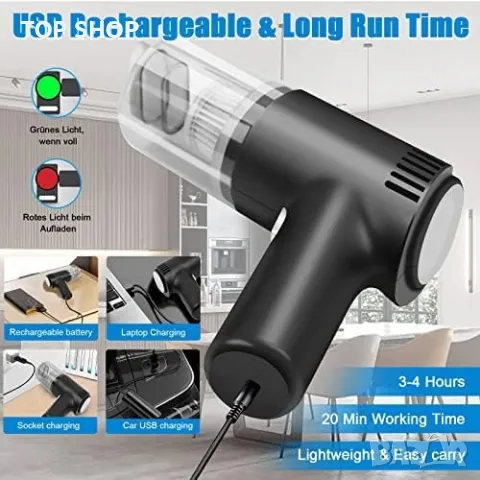 Нова мини ръчна прахосмукачка 120W за автомобил техника косми., снимка 7 - Други стоки за дома - 49309160