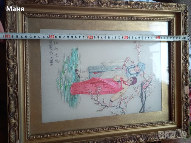 Корейска ръчно изработена картина, снимка 3 - Антикварни и старинни предмети - 40844890