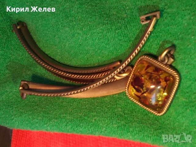 ЕФЕКТНО ШАРМАНТНО БРОНЗОВО ВИНТИДЖ АРТ ДЕКО СТИЛ КЕХЛИБАРЕНО КОЛИЕ 38662, снимка 2 - Колиета, медальони, синджири - 41638690