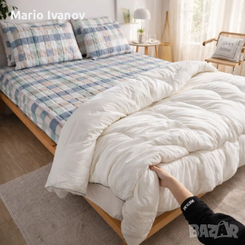 Капитониран чаршаф от нетъкана материя 1,80 x 2,00 м + 2 калъфки + Подарък Зимен юрган с овча вълна , снимка 3 - Спално бельо - 53379645