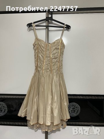 Уникална златиста рокля размер S, снимка 1 - Рокли - 35760526