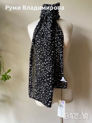 Черен шал Masai, с етикет от 98 % вискоза, снимка 3 - Шалове - 48941296