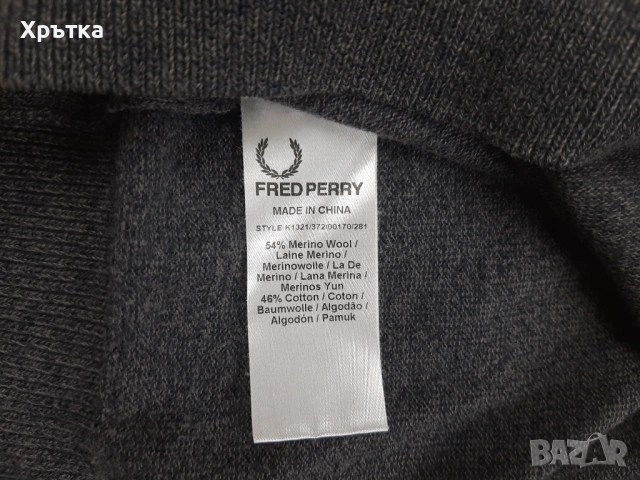 Fred Perry Crew Neck Sweater - Оригинален мъжки пуловер размер L, снимка 8 - Пуловери - 53638387
